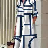 Collared Button-Front Midi Shirt Dress with Side Pockets