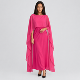 Draped Cape Sleeve Maxi Dress with Boat Neck