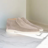 Suede High-Top Loafers with Stitched Moc Toe