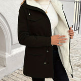 Parka Jacket with Sherpa Fleece Hood and Drawstring Waist