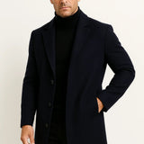 Men's Overcoat with Notched Lapel Collar and Single Breasted Button Front for Office Wear