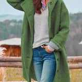 Longline Wool Coat with Button-Front Closure