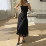 Flared Midi Dress with Square Neck and Wide Straps