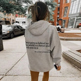 Women's Graphic Hoodie with Inspirational Quote Back Print and Long Sleeves