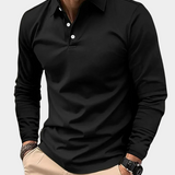 Long Sleeve Polo Shirt with Half Button