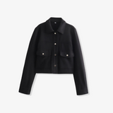 Cropped Trucker Jacket with Flap Pockets
