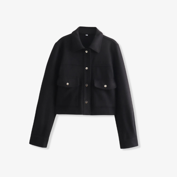 Cropped Trucker Jacket with Flap Pockets