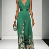 Floral V-Neck Sleeveless Maxi Dress