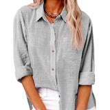 Oversized Button-Front Shirt with Chest Pocket and Long Sleeves