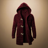 Hooded Long Cardigan with Toggle Front and Side Pockets