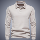 Long Sleeve Polo Shirt with Button Placket and Classic Collar