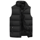 Men's Quilted Puffer Vest with Zip Front and Stand Collar