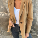 Women's Blazer – Single-Button Notched Lapel Jacket for Office and Smart Casual Wear