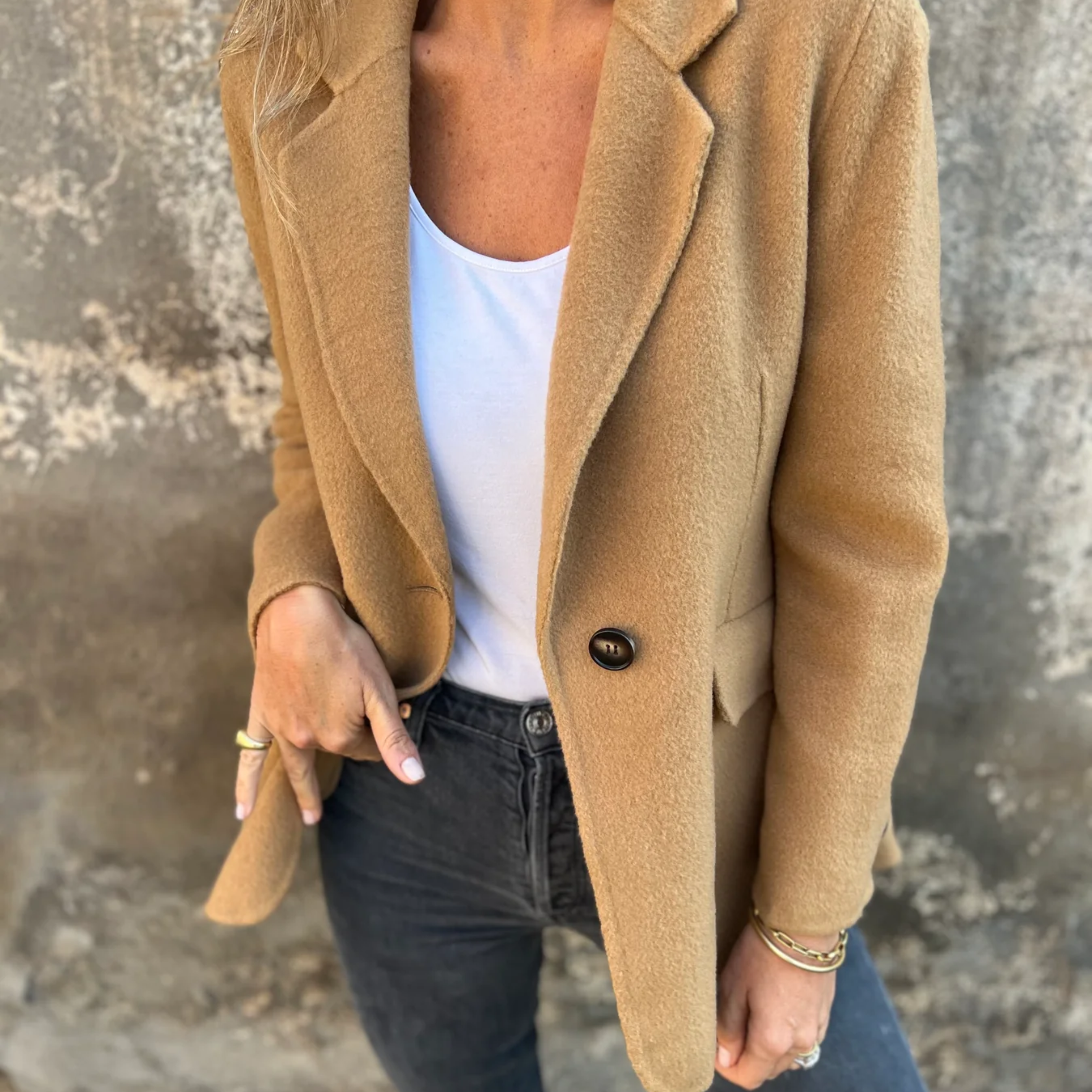 Women's Blazer – Single-Button Notched Lapel Jacket for Office and Smart Casual Wear