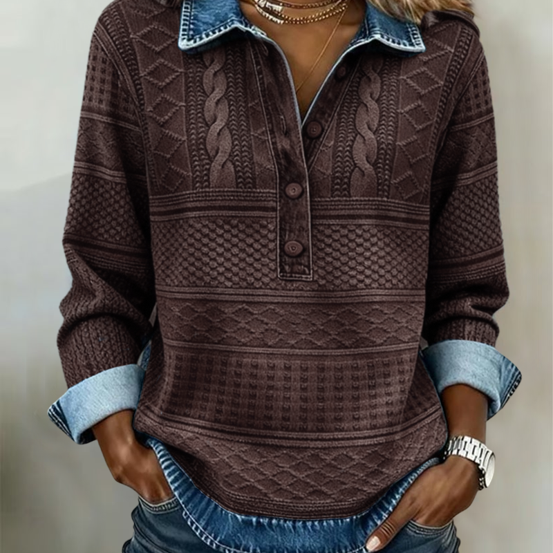 Polo Collar Half-Button Sweatshirt