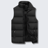 Men's Quilted Puffer Vest with Zip Front and Stand Collar