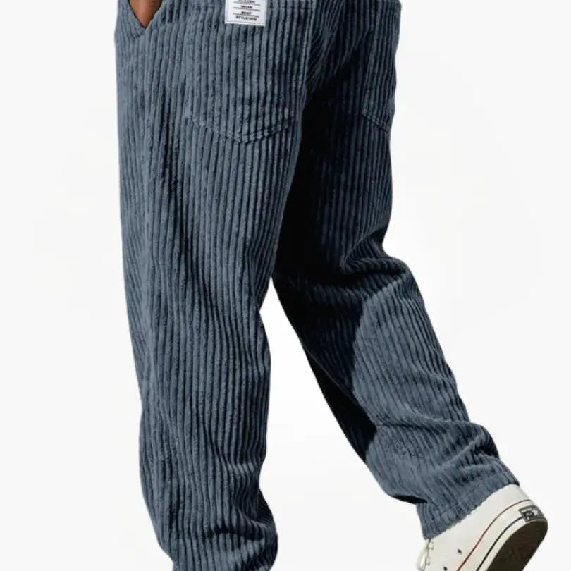 Corduroy Wide-Leg Pants with Patch Pockets