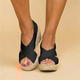 Women's Espadrille Wedge Sandals - Crisscross Platform Heels