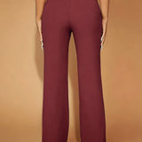 Fitted Flare Pants with High Waist and Front Seam