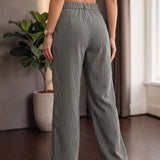 Wide-Leg Corduroy Pants with High Waist
