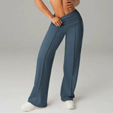 Women's Wide Leg Pants with High Waist and Front Seam Detail for Everyday Wear