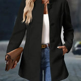 Tailored Button-Front Coat with Stand Collar