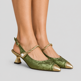 Slingback Heels with Pearl Strap and Pointed Toe