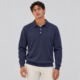 Half Button Polo Shirt with Long Sleeves and Ribbed Cuff