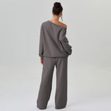 Wide-Leg Pants Set with One-Shoulder Top