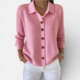 Women's Knit Cardigan Sweater – Collared Button-Front Long Sleeve Style for Everyday Wear