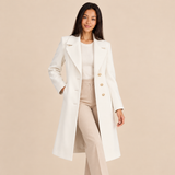 Long Overcoat Women with High Neck Collar and Tailored A Line Silhouette for Office Wear