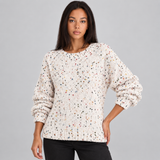 Knit Sweater with Dotted Pattern and Round Neck