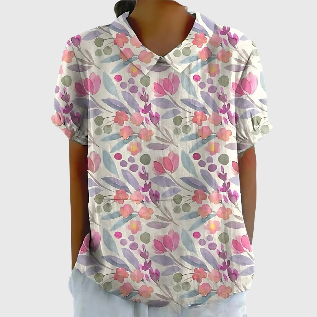 Solene | Floral Button Elegant Blouse Women Summer Casual