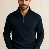 Quarter-Zip Ribbed Knit Sweater