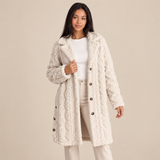 Women's Long Cardigan with Textured Cable Knit Design and Button Front for Winter