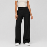 Wide-Leg Trousers with Button Waist