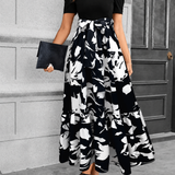 Floral Print A-Line Maxi Dress with Tie Waist and Puff Sleeves