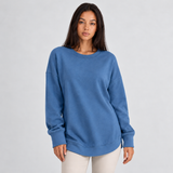 Oversized Sweatshirt with Side Slits and Curved Hem
