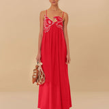 Sweetheart Neck Maxi Dress with Fish Print and Spaghetti Strap