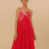 Sweetheart Neck Maxi Dress with Fish Print and Spaghetti Strap