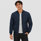 Men's Quilted Bomber Jacket – Zip-Front Casual Jacket with Ribbed Collar and Cuffs for Everyday Wear