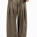 Pleated Wide-Leg Wool Trousers