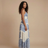 Floral Tiered Maxi Dress with V-Neck and Ruffle Trim