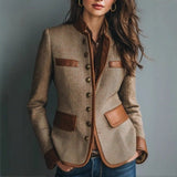 Tailored Blazer with Leather Trim