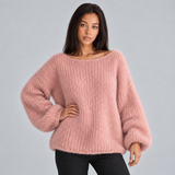 Chunky Knit Sweater with Boat Neck