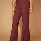 Fitted Flare Pants with High Waist and Front Seam