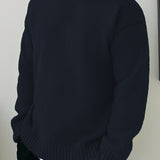 Oversized Knit Sweater with Ribbed Hem and Long Sleeves