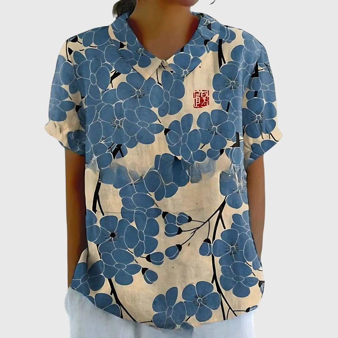 Solene | Floral Button Elegant Blouse Women Summer Casual