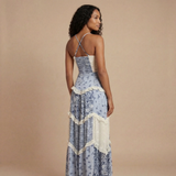Floral Tiered Maxi Dress with V-Neck and Ruffle Trim