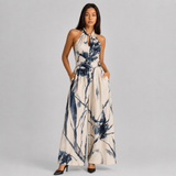 Wide-Leg Jumpsuit with Halter Neck and Cut-Out